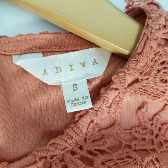 ADIVA NEW Romantic Crochet Lace Blouse Top Lined Orange Women's Size Small - Picture 11 of 12